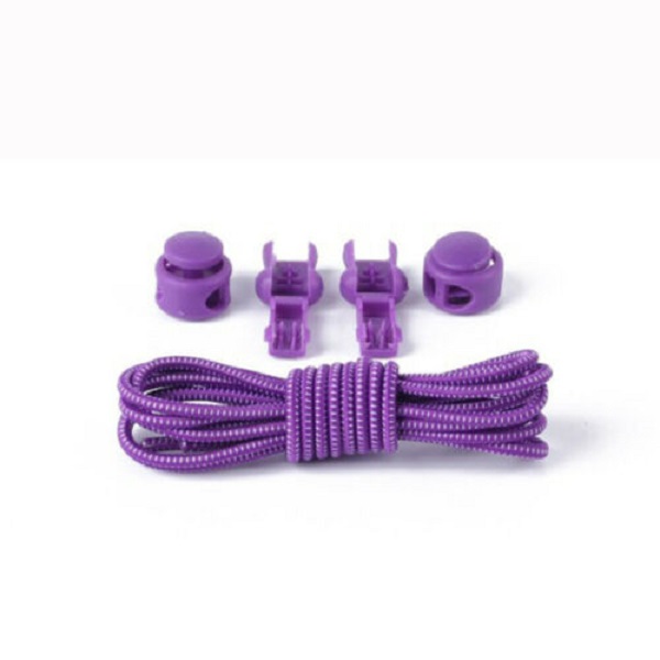 PURPLE No Tie Elastic Lock Lace System Lock Shoe Laces Runners Kids Adult